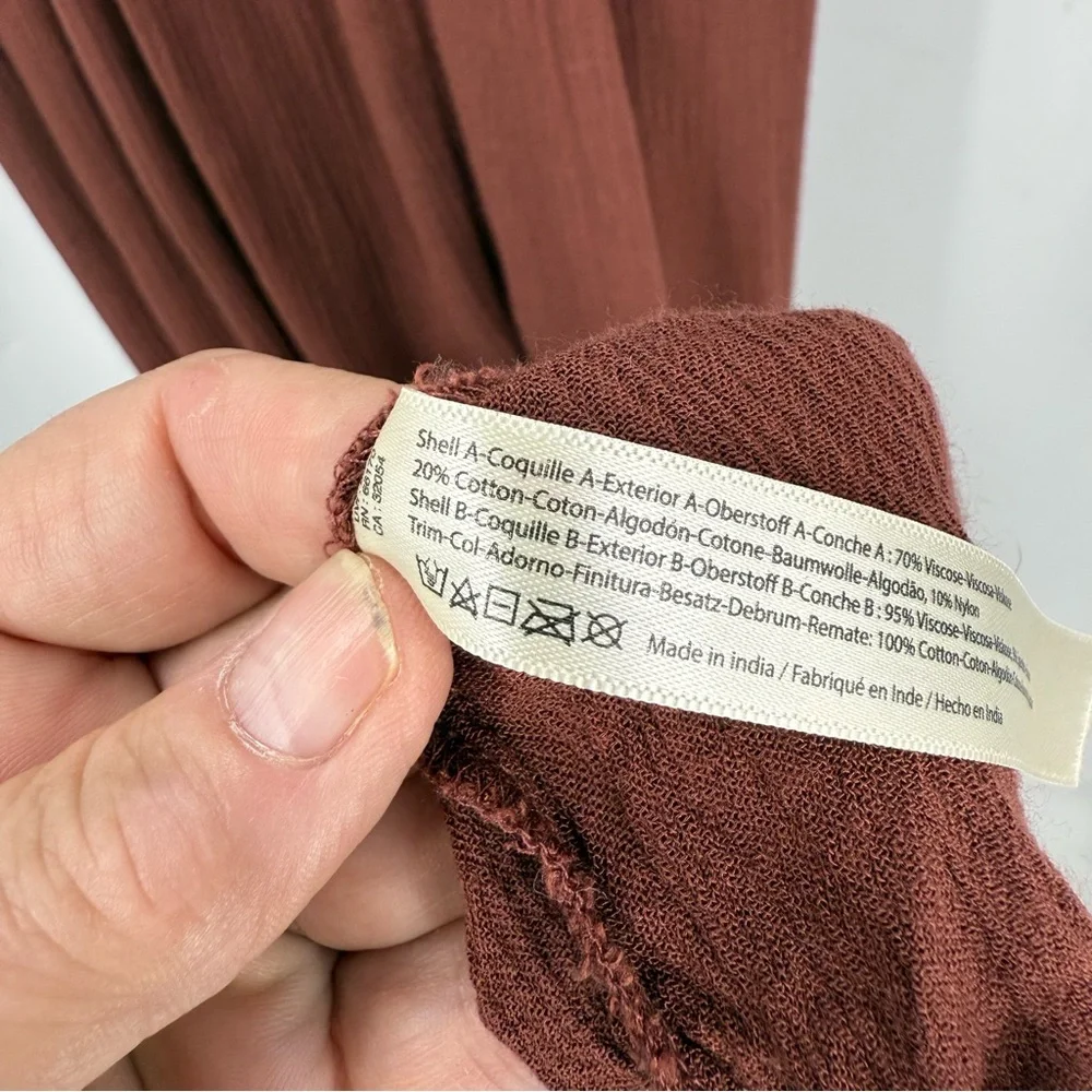 Free People Adella Brown Maxi romantic bohemian Dress with Lace Trim M - Picture 12 of 17